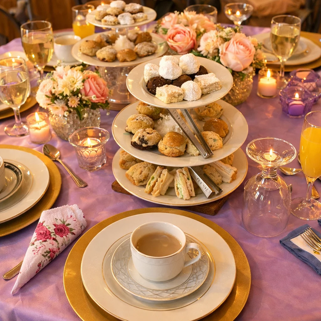 Reception hall high tea setup