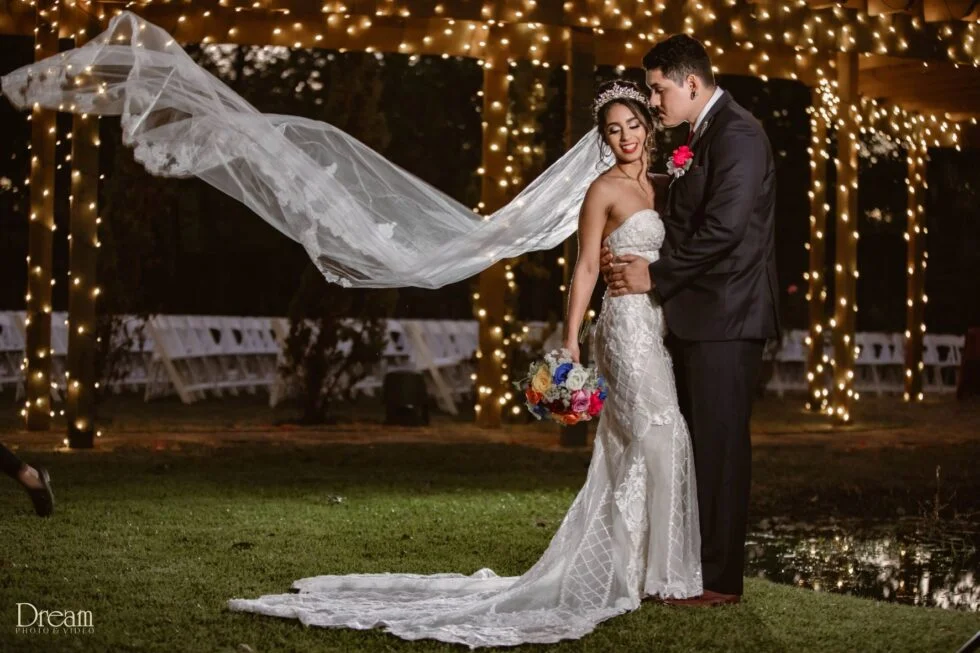 Mercedes and Guillermo evening veil portrait